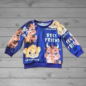 SHEIN Blue Cartoon Animal Sweatshirt